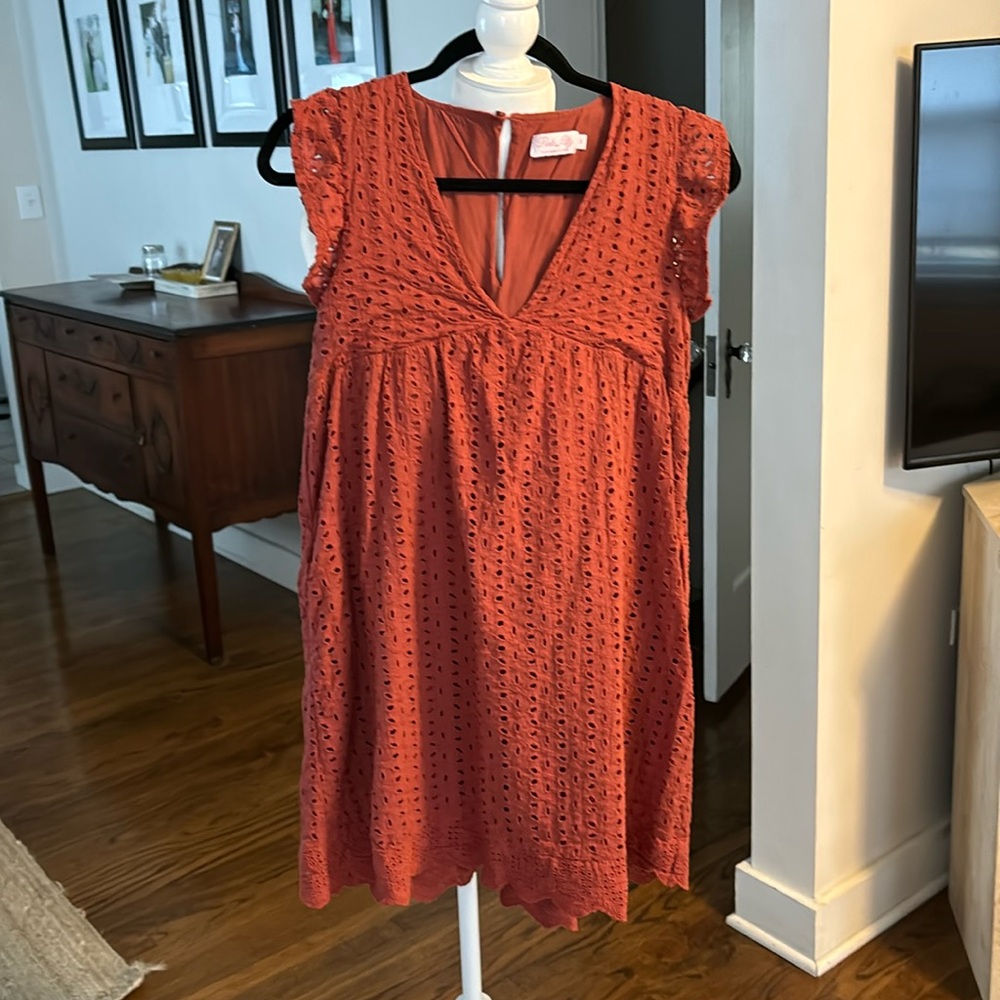 Women's pink Lily size small rust colored dress